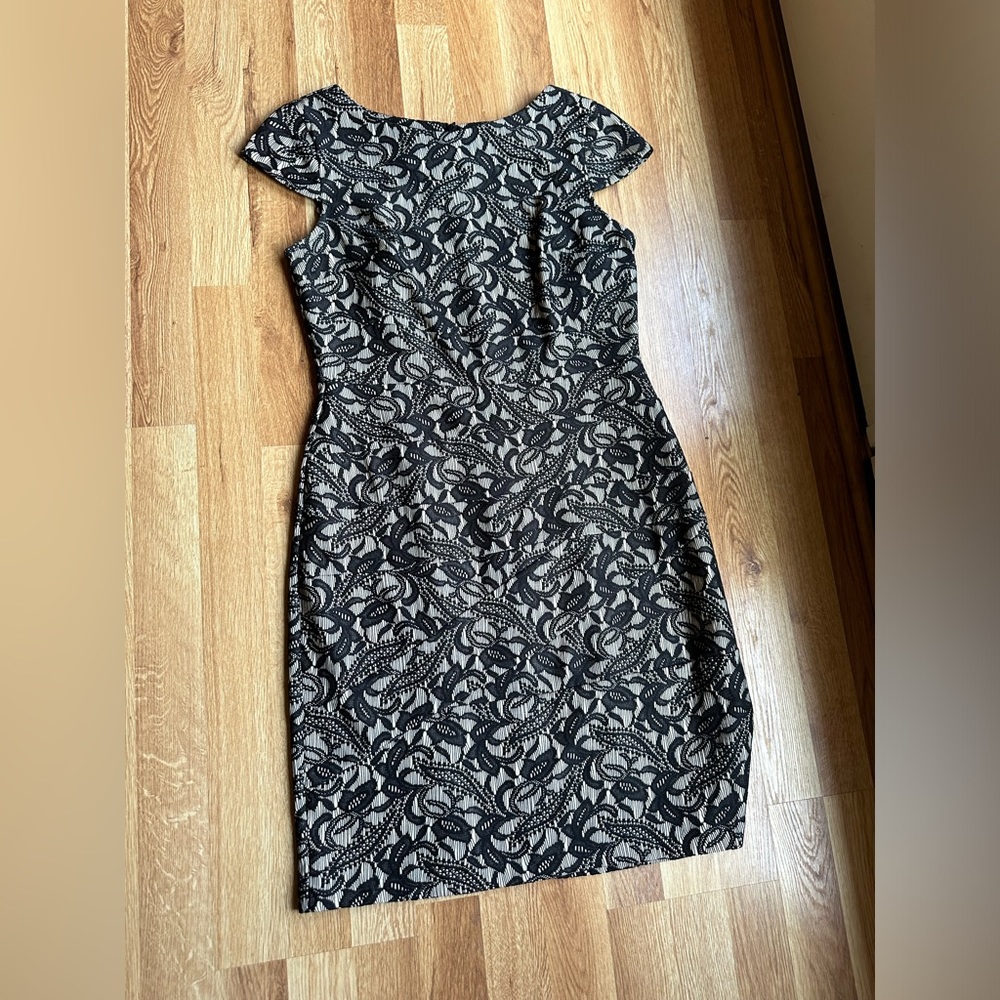 Alyx Dress Size 4 Black floral with beige underskirt